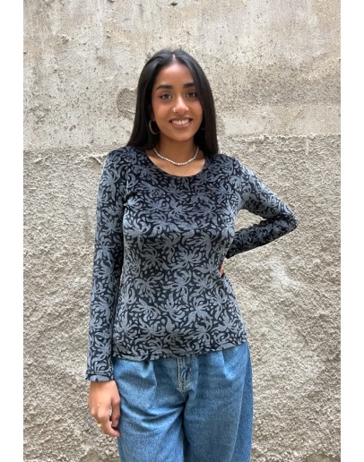 Vintage printed velvet top S