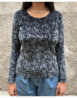 Vintage printed velvet top S