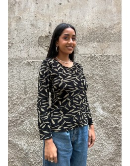 Vintage printed velvet top M