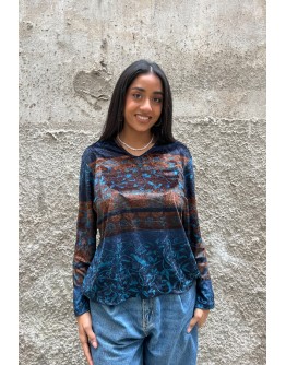 Vintage printed velvet top XL