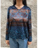 Vintage printed velvet top XL