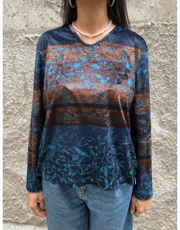 Vintage printed velvet top XL