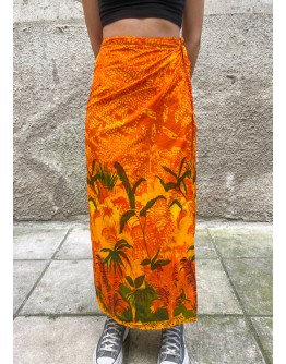 Vintage εμπριμέ wrap φούστα