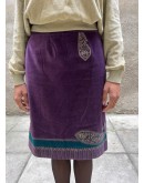 Vintage βελούδινη φούστα με κεντημένες λεπτομέρειες M