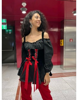 Vintage top with velvet details S
