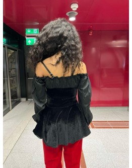 Vintage top with velvet details S