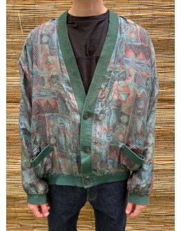 Vintage μεταξωτό εμπριμέ bomber light jacket XL
