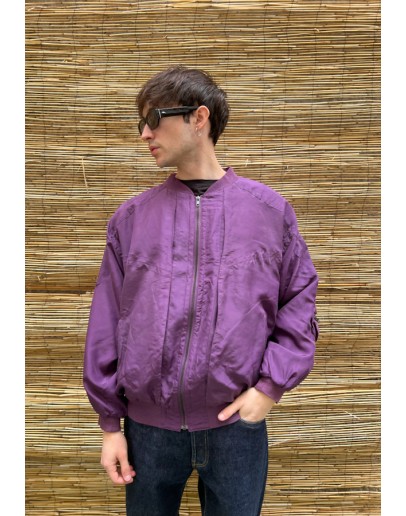 Vintage μεταξωτό μωβ bomber light jacket XL