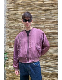 Vintage μεταξωτό μωβ bomber light jacket M