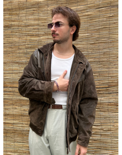 Vintage suede δερμάτινο τζάκετ XL