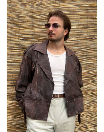 Vintage unisex δερμάτινο τζάκετ L