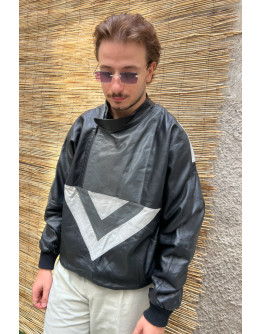 Vintage quarter-zip δερμάτινο τζάκετ bomber XL