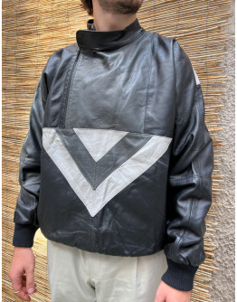 Vintage quarter-zip δερμάτινο τζάκετ bomber XL