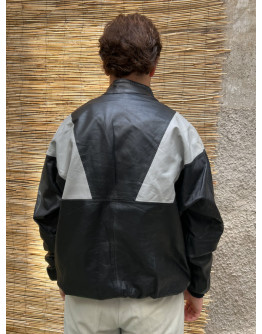 Vintage quarter-zip bomber leather jacket XL