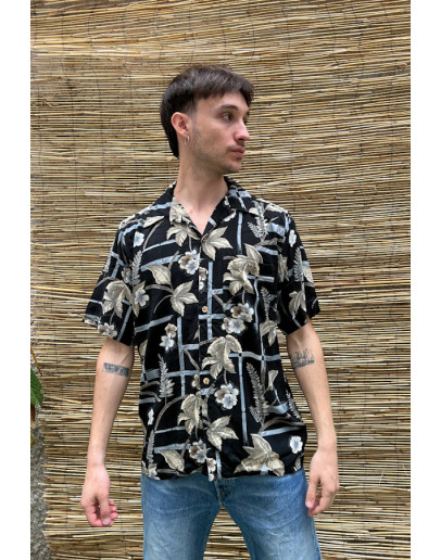 Vintage unisex εμπριμέ μεταξωτό πουκάμισο S