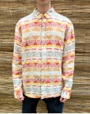 Vintage unisex λινό εμπριμέ πουκάμισο XL-XXL