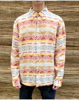 Vintage unisex λινό εμπριμέ πουκάμισο XL-XXL