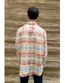 Vintage unisex λινό εμπριμέ πουκάμισο XL-XXL