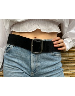 Vintage δερμάτινη suede μαύρη ζώνη 