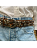Vintage leather golden belt with studs