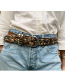 Vintage leather golden belt with studs