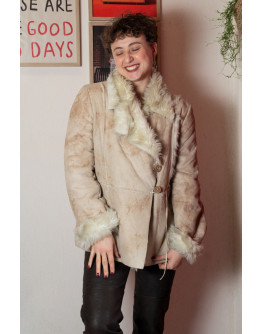 Vintage shearling ημίπαλτο M-L