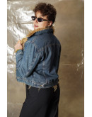 Vintage denim jacket με faux fur επένδυση M