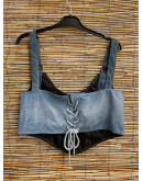 Vintage reworked denim top 
