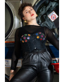 Vintage κορσές με κεντημένες λεπτομέρειες S