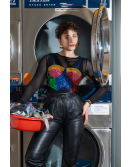 Vintage κορσές με κεντημένες λεπτομέρειες S