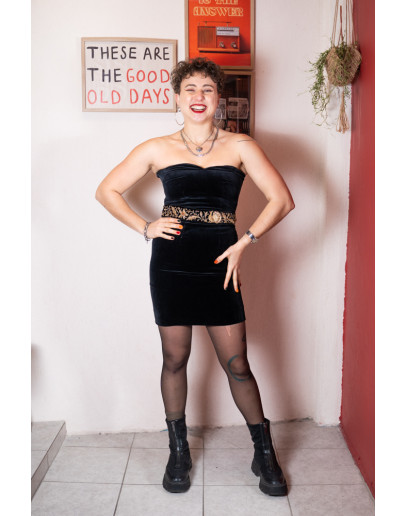 Vintage βελούδινο φόρεμα S