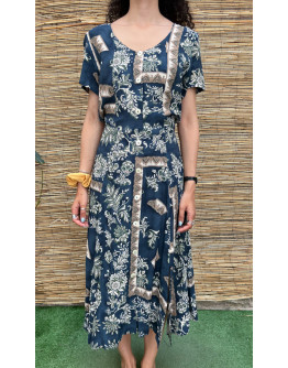 Vintage printed dress midi XL