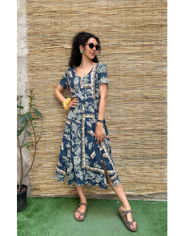 Vintage printed dress midi XL