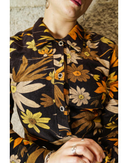 Vintage 80's printed dress midi M-L