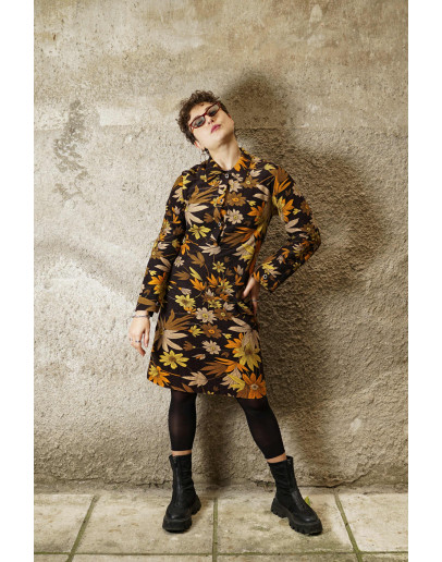 Vintage 80's printed dress midi M-L