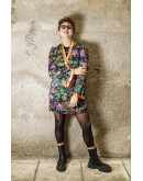 Vintage dress with asian print S