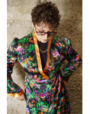 Vintage dress with asian print S