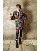 Vintage dress with asian print S