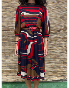 Vintage printed dress midi S-M
