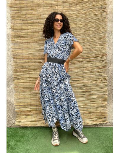 Vintage 80's ανιμαλ πριντ φόρεμα maxi M