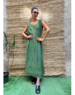 Vintage φόρεμα με κεντημένες λεπτομέρειες maxi Oversized