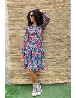 Vintage printed dress midi M