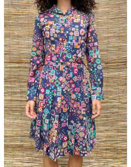 Vintage printed dress midi M
