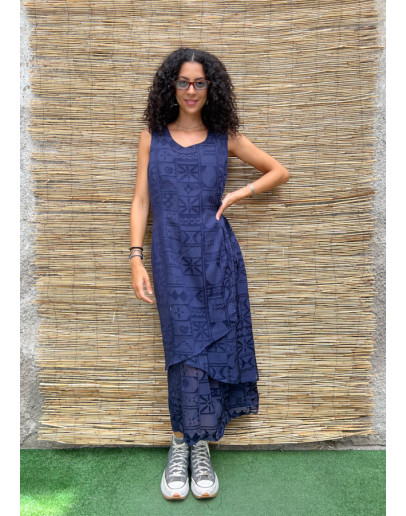 Vintage maxi dress with embroidery XL