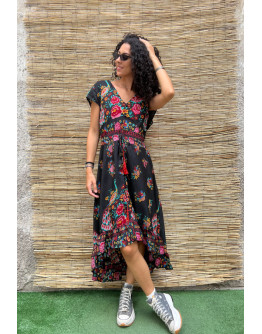 Vintage floral dress midi M