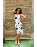 Vintage φλοράλ strapless φόρεμα midi S