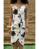 Vintage φλοράλ strapless φόρεμα midi S