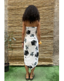 Vintage φλοράλ strapless φόρεμα midi S