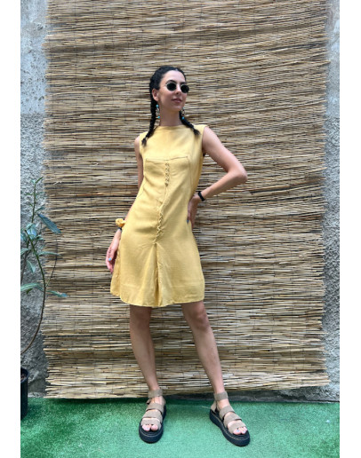 Vintage linen mini dress S