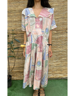 Vintage εμπριμέ φόρεμα midi XXL